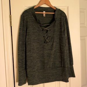 PerSeption Concept Lightweight Sweater Lace-Up Front Top
